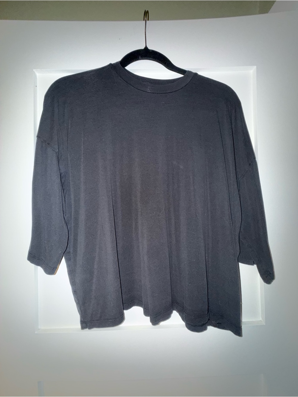 Eileen Fisher Black Oversized Long Sleeve Crewneck Tee